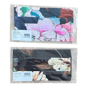 Johnny Was Set of 2 Multicolor Floral Striped Lining Face Masks One Size New